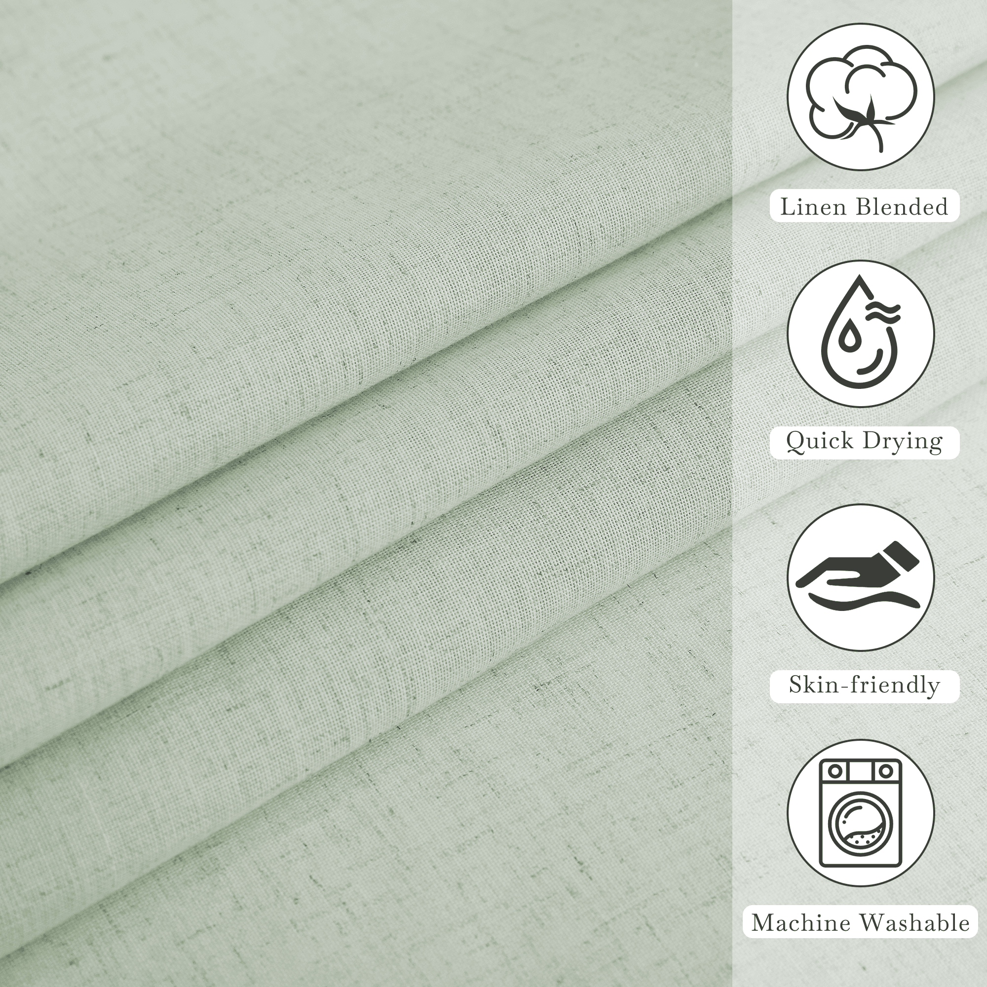 NICETOWN Linen Shower Curtain Semi Sheer Lightweight Button Hole Half Privacy Quick Dry Shower Curtains for Bathroom Bathtub Decor, Sage Green, 72"x90", Hooks Included