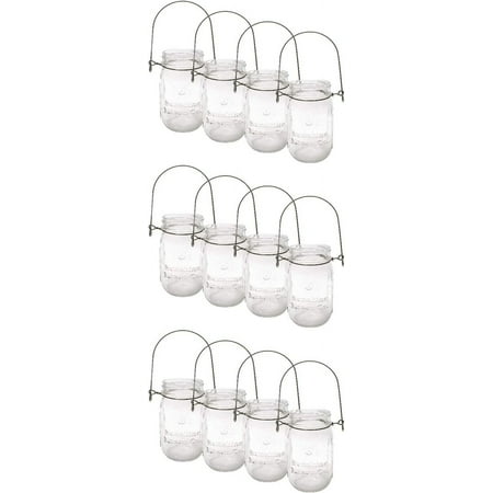 Pint Sized Glass Mason Jars with Hanger Handles Set of 12