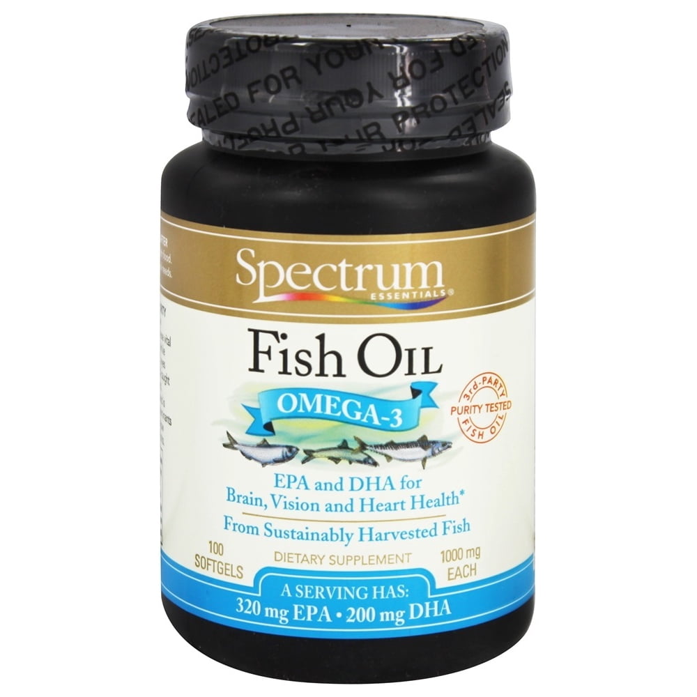 Spectrum Essentials Fish Oil Omega3 1000mg Softgels 100 CT