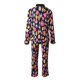 thumbnail image 5 of Traje de pantalón informal acampanado de manga larga con estampado de ondas de agua y solapa en V profundo para mujer Pompotops qwe24979, 5 of 5