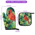 thumbnail image 5 of Happy Red Cardinal Welcome St Patrick's Day Lucky Shamrocks Clover Oven Mitts Set of 2 Wild Birds Lover Heat Resistant Cooking Gloves - 22001, 5 of 5