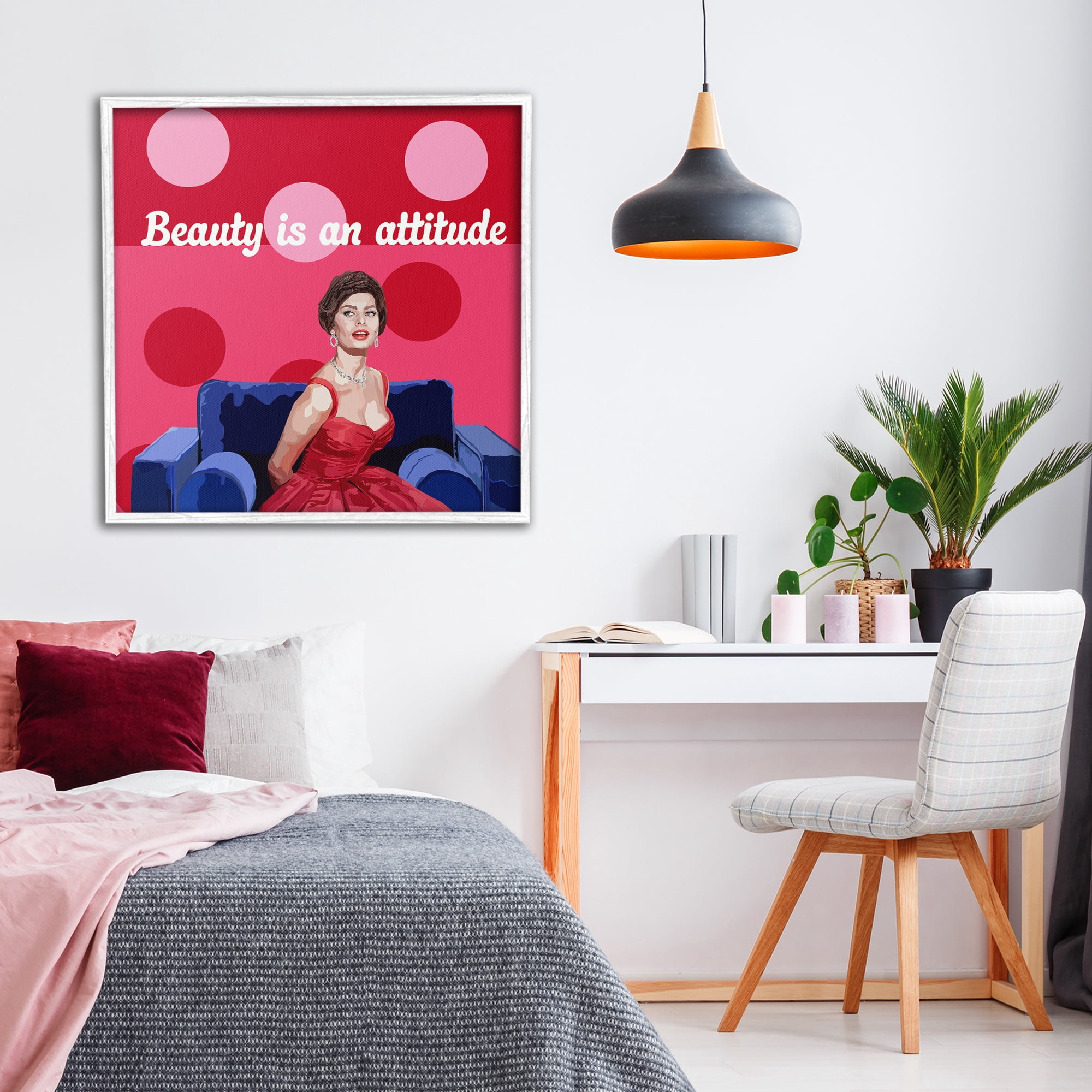 Stupell Industries Beauty Is An Attitude White Framed Giclee Art, design by Lynnda Rakos