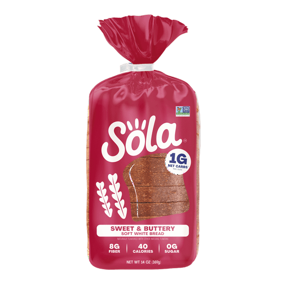 Sola Sweet & Buttery Sliced Bread, Soft White Bread, Non-GMO, 14 oz Pack of 2