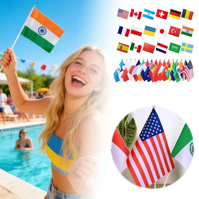 zhangmingg Double-Sided Handheld Flags for Sports Events Festive Celebrations and National Display