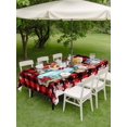 thumbnail image 3 of Outdoor Tablecloth with Umbrella Hole and Zipper, Red Black Plaid Christmas Trucks Rectangle Table Cloth 60x120 Inch Waterproof Tablecloth, Xmas Tree Gifts Snowflake Picnic Table Cover for Patio, 3 of 7