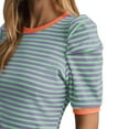 thumbnail image 4 of Tumotour Tops Hauts d'Été pour Femmes Classique à Manches Courtes Bouffantes Chemise Imprimée Col Rond T-Shirt Basique Hauts Décontractés à Blocs de Couleur Hauts 2025 Tee, 4 of 9