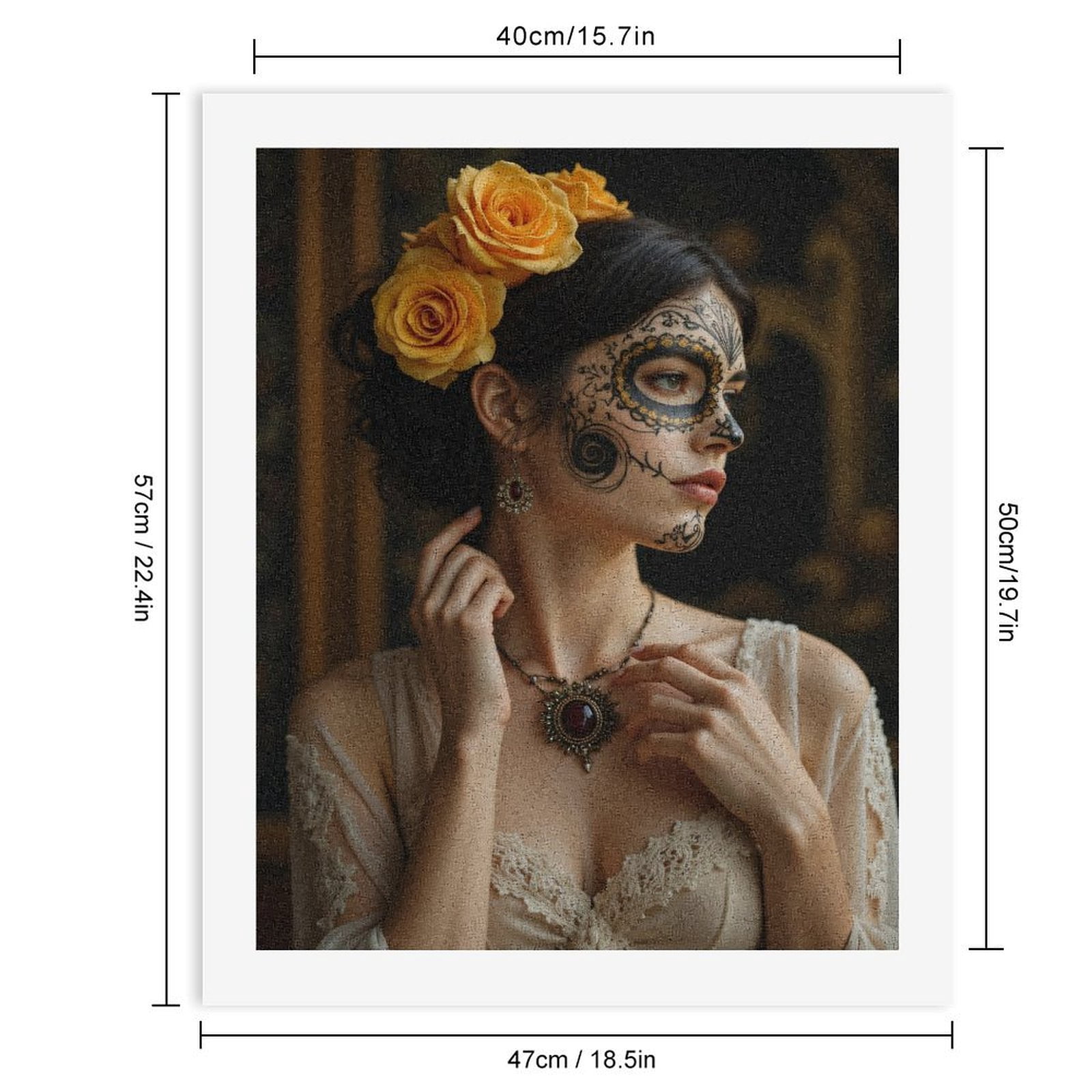 Paint By Numbers Kit for Adults Beginner - DIY Elegant Floral Face Art Beauty Canvas Painting Kits for Adults, Frameless Paint By Number for Adults for Home Wall Decor 16x20 Inch