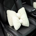 thumbnail image 5 of 4 Pieces White Bow Shaped Car Headrest Pillow and Lumbar Support Pillow for Car Driving Seat Decor, 5 of 8