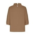 thumbnail image 4 of tklpehg Fall Womens Tops Crew Neck Retro Tops Going Out Tops Womens Clothes Solid Color 3/4 Sleeve Tops Comfortable Fall Clothes Leisure Blouses Pullover Brown M, 4 of 5