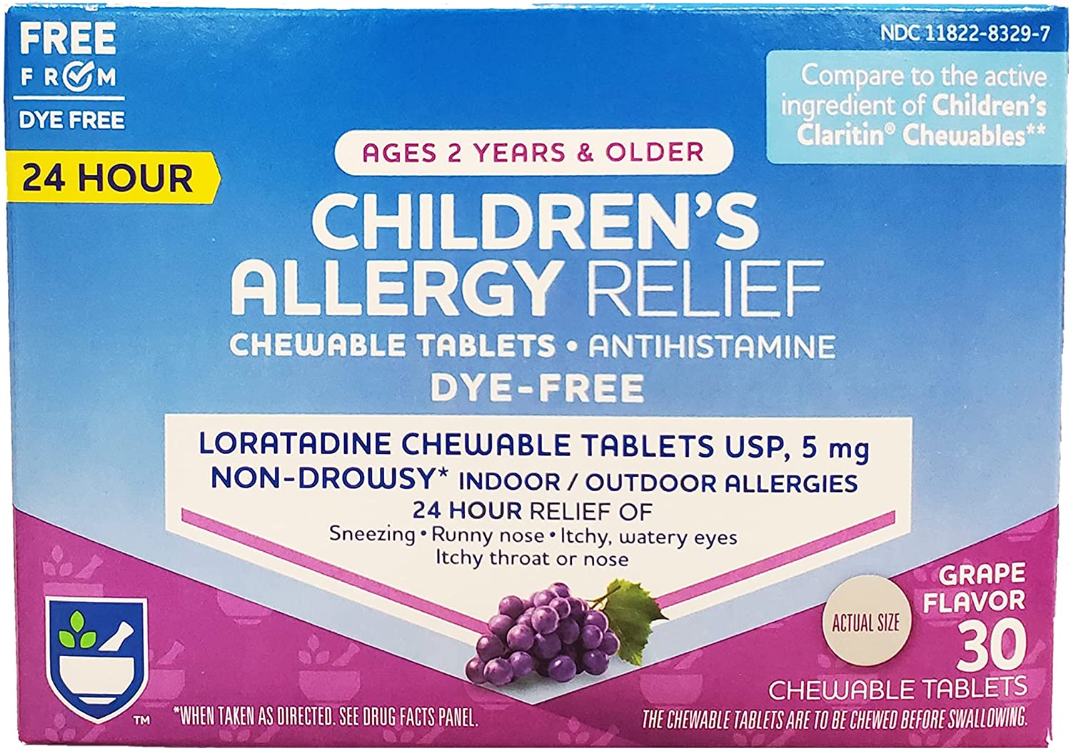 Rite Aid Children's NonDrowsy Allergy Relief Chewable Tablets, Grape