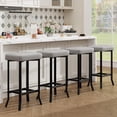 thumbnail image 5 of Kicctian Bar Stools Set of 4 – 24" Counter Height Leather Barstools with Irregular Legs, Compact for Small Spaces, Kitchen Home Bar Dining Room, Caramel,Grey, 5 of 7
