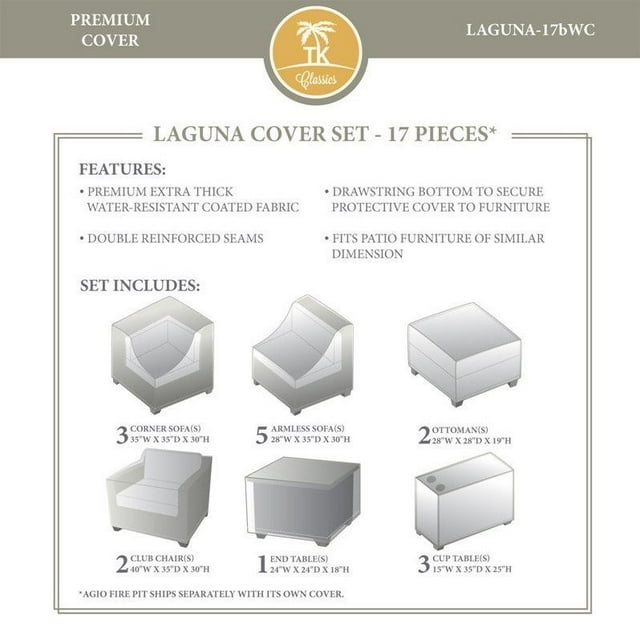 TK Classics Laguna 17 Pièce Ensemble de Couverture Tous Temps 17b en Beige