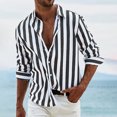 thumbnail image 2 of APEXFWDT Men's Striped Linen Shirts Long Sleeve Casual Button Down Shirts Lightweight Fashion Untucked Shirts S-3XL, 2 of 6