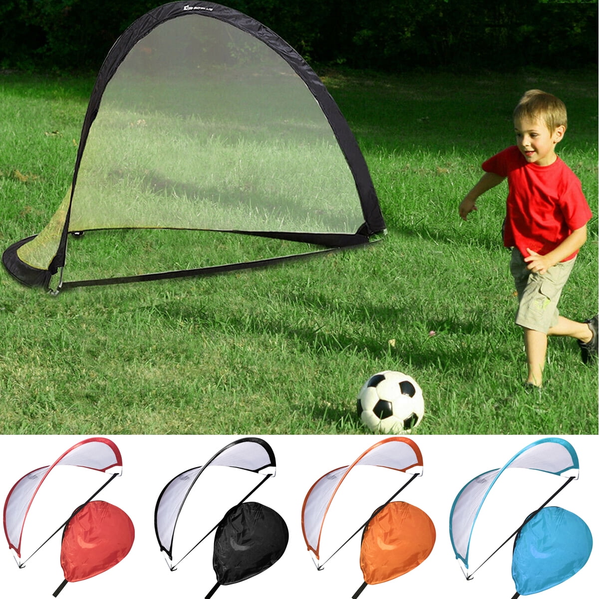 2.5ft 4ft & 6ft Foldable Flash Pop-Up KIDS Training Soccer Football Sport Goal 
