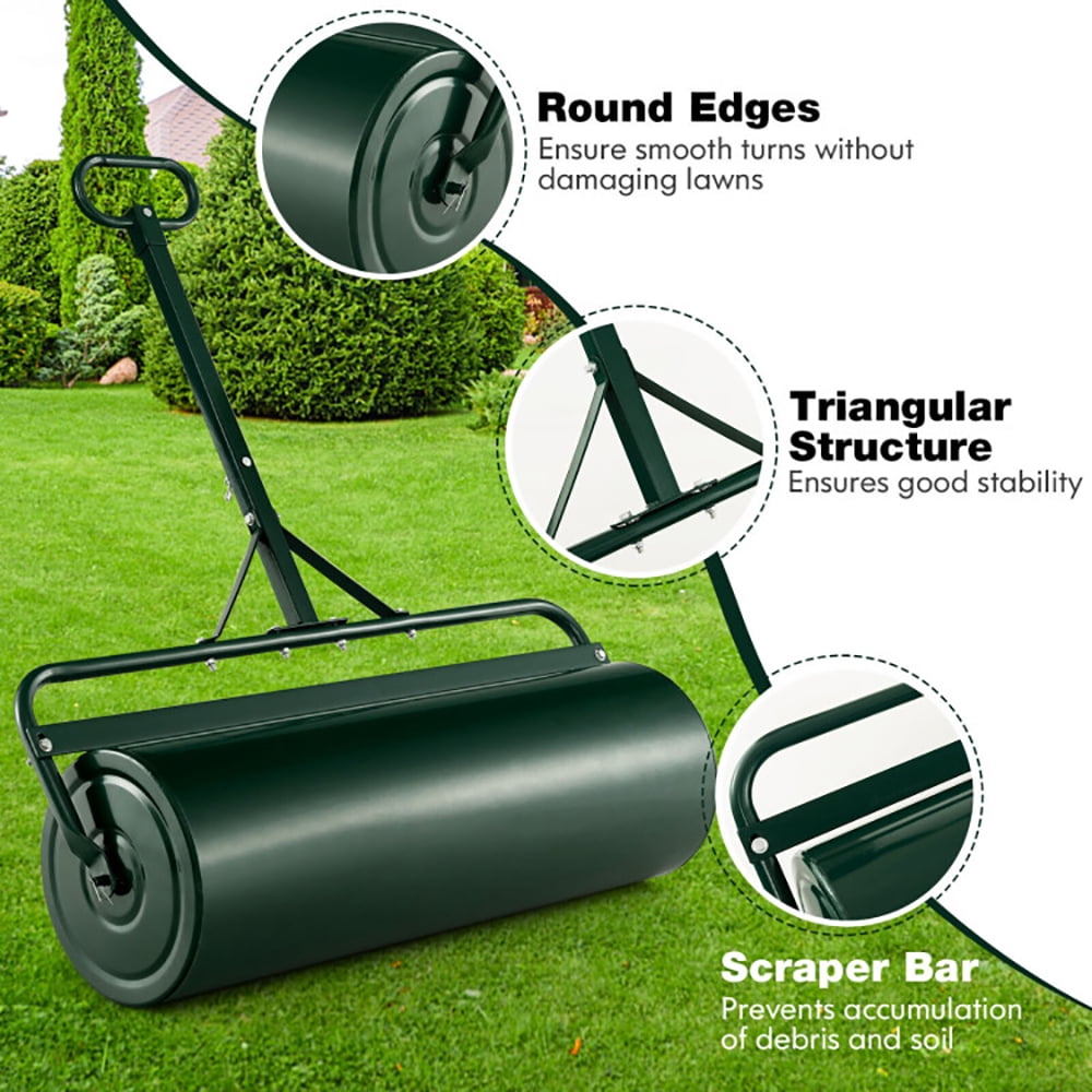 Resenkos Manual Lawn Aerator, Aerator Lawn Tool,39 Inch Wide Push/Tow Lawn Roller-Green