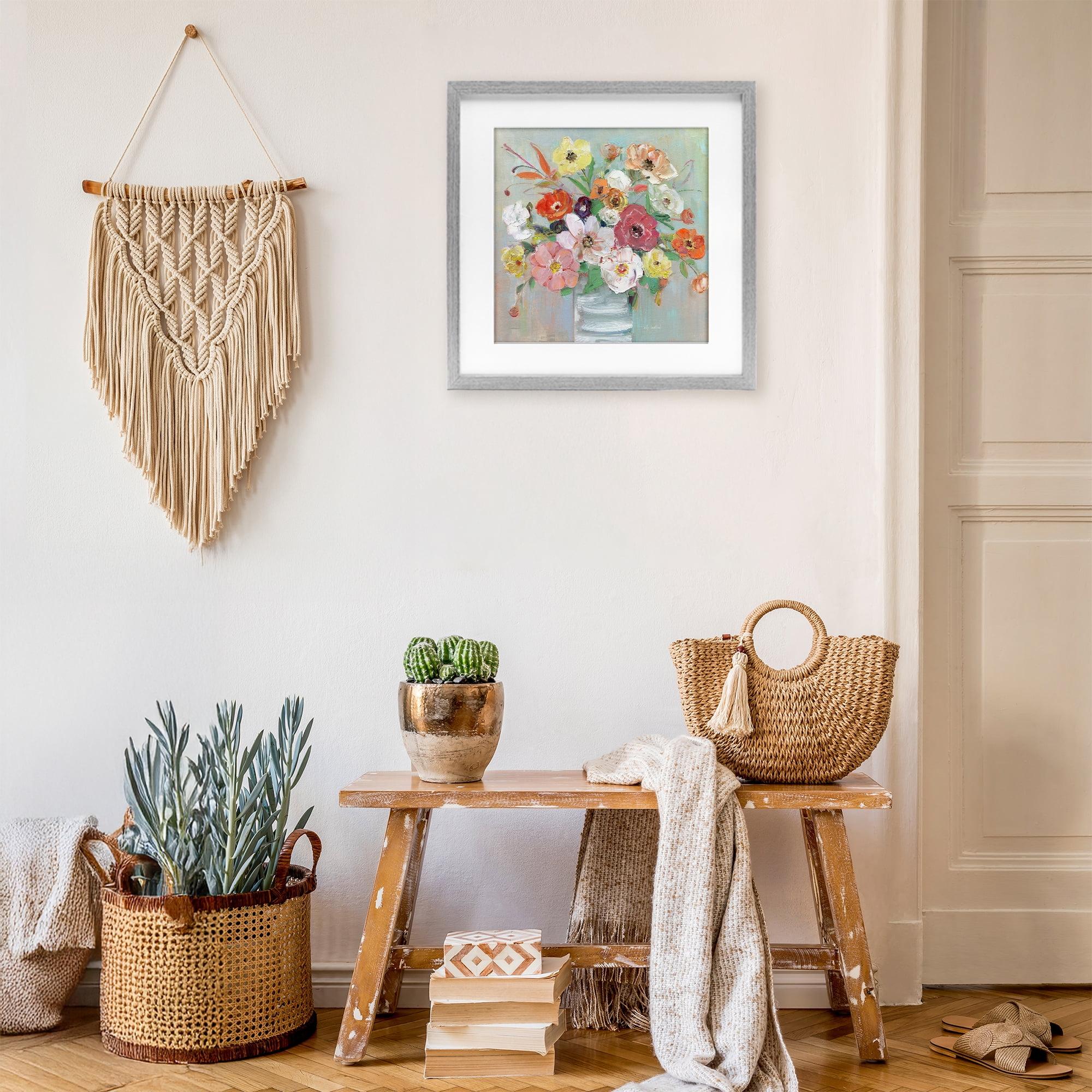 Stupell Industries Energetic Blossom Bouquet Gray Framed Print Under Glass, design by Sally Swatland
