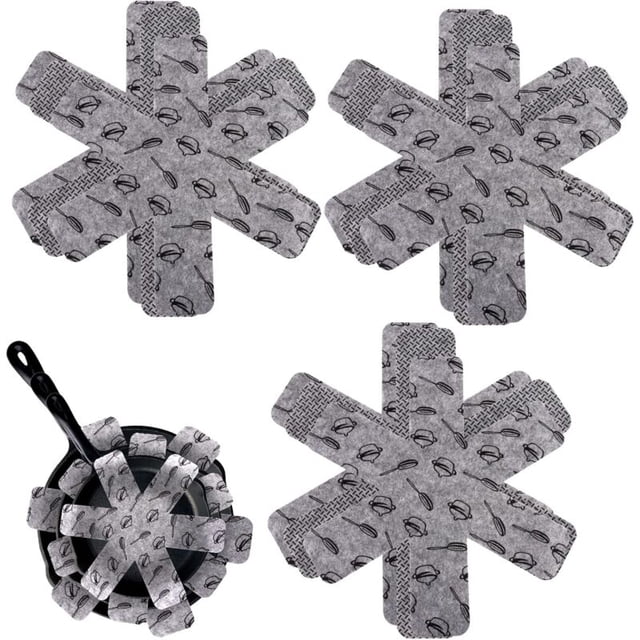 Non-Scratch Pan Protector Set - 3 Sizes (26/35/38cm) - Gray - 9 Pieces