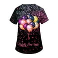 thumbnail image 3 of LHVUOA Scrubs Plus Size Tops for Women Stretchy Scrub V Neck Tee Happy New Year 2026 Print Casual Nursing Shirts with Pockets, 3 of 5