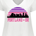 thumbnail image 4 of Inktastic Portland Oregon Retro Sunset Skyline Women's Plus Size V-Neck T-Shirt, 4 of 5