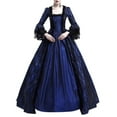 thumbnail image 2 of yoeyez Women's Plus Size Victorian Ball Gown Trendy Floor Length Long Sleeve Bandage Dresses Vintage Gothic Steampunk Dress Masquerade Dress Party Costumes Navy,5XL, 2 of 6