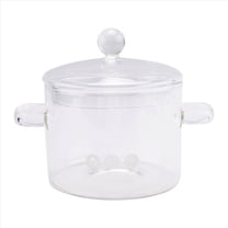 Glass Saucepan with Cover,Stovetop Cooking Pot Lid and Handle Simmer Clear Soup Pot, High Borosilicate 1400ML
