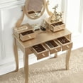 thumbnail image 3 of Roundhill Furniture Ashley Wood Makeup Vanity Table and Stool Set, Gold, 3 of 7