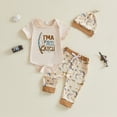 thumbnail image 2 of HCNTES Newborn Baby Boy Clothes Boy Outfit Infant Romper Winter Fall Long Sleeves Pants Set Hat 3PC(Khaki,6-12 Months), 2 of 6