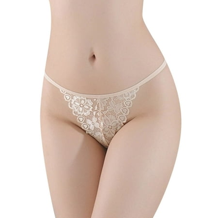 

wendunide womens underwear Women Sexy Lace Briefs Hollow Out Panties Crochet Lace Up Panty Thongs G String Lingerie Underwear Women s Panties Khaki M