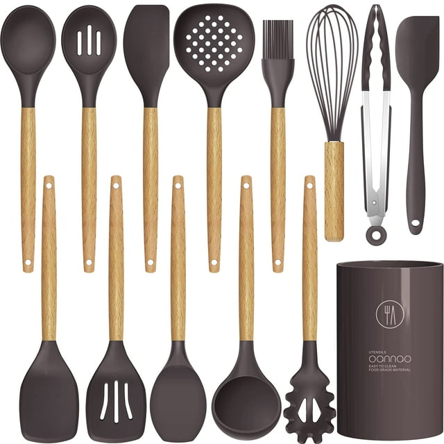Juego de utensilios de cocina oannao de silicona, 14 piezas, resistentes al calor