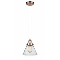 916-1P-AC-G44-Innovations Lighting-Cone - 1 Light Cord Hung Mini Pendant In Industrial Style-10 Inches Tall and 8 Inches Wide-Antique Copper