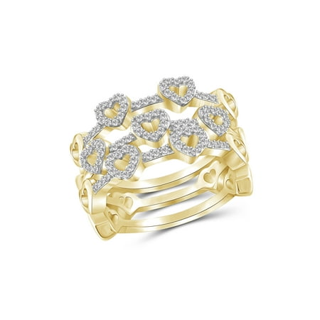 1/3 Carat T.W. White Diamond 14k Gold Over Silver Heart Stackable Ring