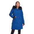 thumbnail image 3 of ALPINE NORTH Women’s Navy Vegan Down Long Parka Jacket - Water Repellent, Windproof, Warm Insulated Winter Coat with Faux Fur Hood, Cobalt, X-Small, 3 of 6