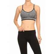 Sassy Apparel Womens Gym Athletic Workout Compression Sports Bra (Small/Medium, Black)