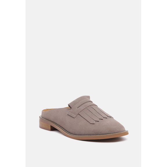 LENA Taupe Genuine Suede Mules