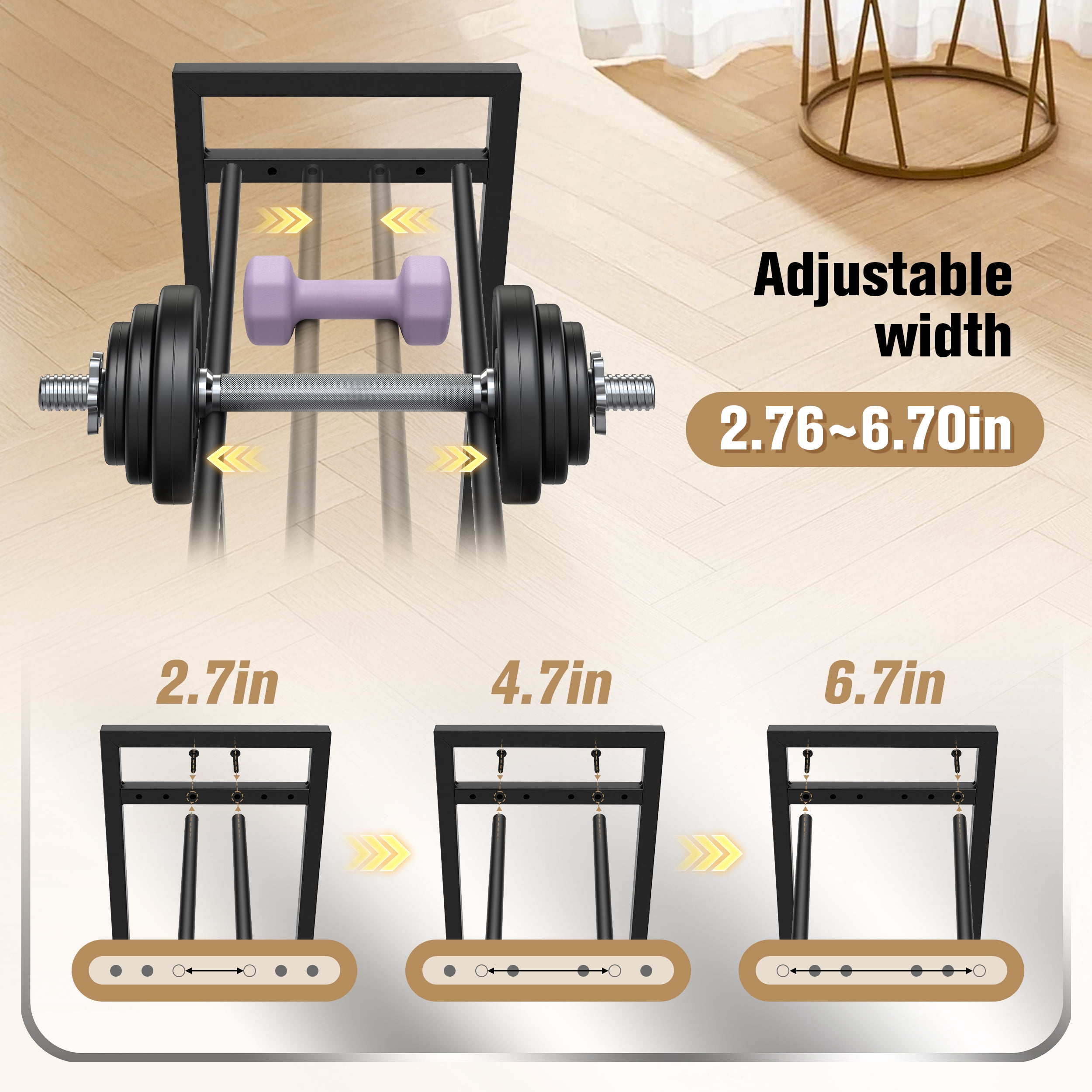 RELOIVE 3-Tier Adjustable Dumbbell Rack,360lbs Heavy Duty Carbon Weight Storage for Home Gym,Easy Assembly
