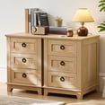 thumbnail image 5 of End Table with 3 Drawers, Wooden Storage Cabinet, Natural Nightstand with Metal Handle, Side Table with Storage for Living Room and Bedroom | Espresso, 5 of 8
