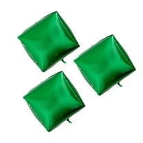 Green 4D Square Shaped Aluminum Foil Helium Balloon for Party Decoration 3pcs