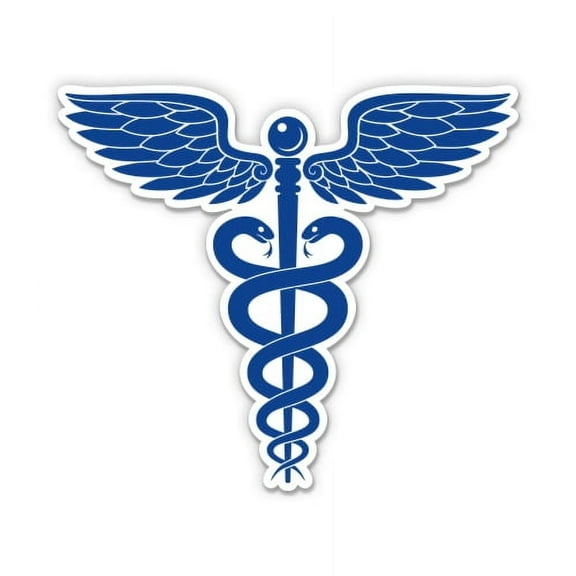 Caduceus Snake Medical EMT EMS Nurse Doctor Pharmacy - 3" Vinyl Sticker - For Car Laptop I-Pad Phone Helmet Hard Hat - Waterproof Decal
