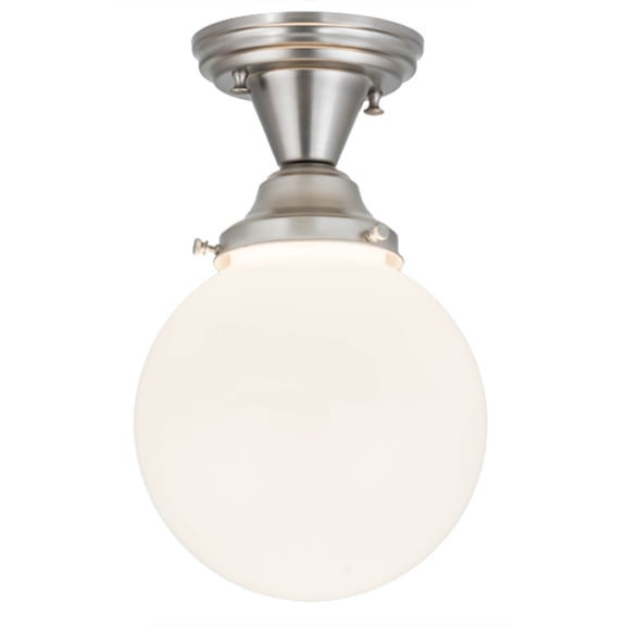 Meyda Tiffany 178884 Revival Schoolhouse 8" Wide Semi-Flush Globe Ceiling Fixture - Nickel