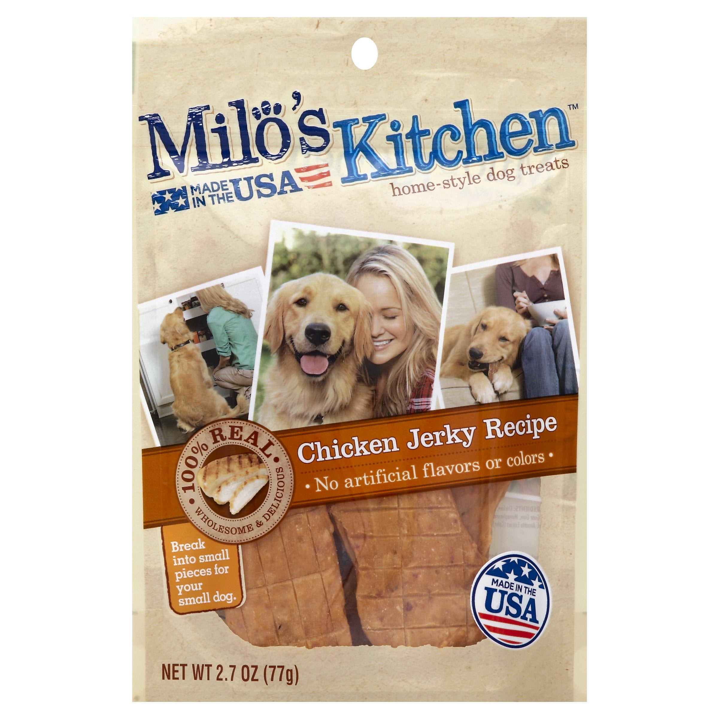 Milo's Kitchen Chicken Jerky Recipe Dog Treats, 2.7Ounce Bag