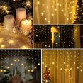 thumbnail image 4 of Cortina de luces LED, 4 m, 96 luces LED con forma de copo de nieve, con 8 modos de iluminación, ideal para Navidad, bodas, fiestas, paredes y decoración del hogar (blanco cálido)., 4 of 6