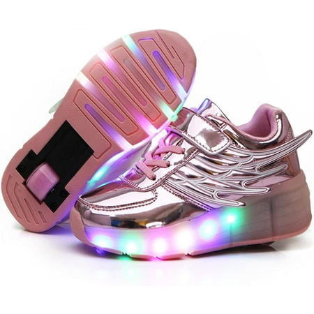 

YAZI Kids Roller Shoes Boy Girl Sneakers with Wheels Become Sport Sneaker with Led for Christmas Birthday Children Show Gift