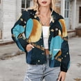 thumbnail image 3 of Jackets for Women Winter Coat Jackets Flannel Stand Collar Jacket(Blue Birds on Branches,Size:S-4XL), 3 of 7
