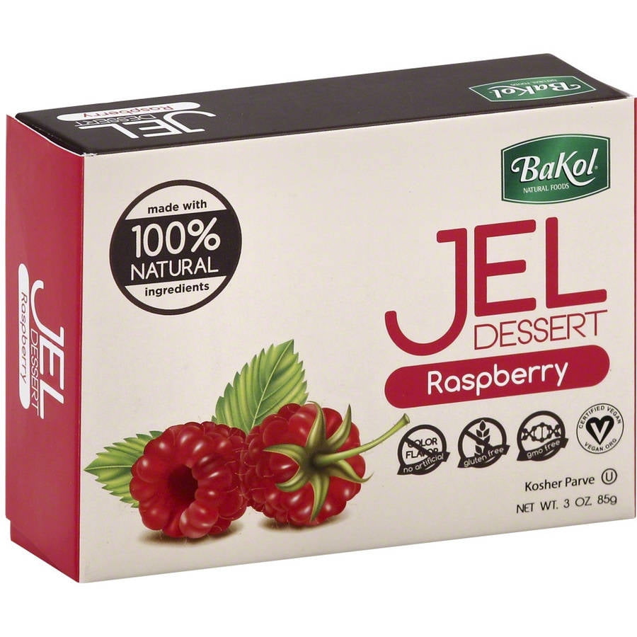 Bakol Natural Foods Raspberry Jel Dessert, 3.0 oz, (Pack of 12) by