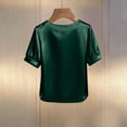 thumbnail image 6 of Jsaierl Short Sleeve Satin Tops for Women Casual Vacation Shirts Crewneck Classic Ladies Blouses Boho Solid Tshirts Top S-2XL, 6 of 6