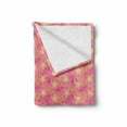 thumbnail image 2 of Floral Soft Flannel Fleece Blanket, Pattern with Dotted Flower of Plumeria Frangipani Exotic Blossom Pointillism, Cozy Plush for Indoor and Outdoor Use, 60" x 80", Pink Yellow White, by Ambesonne, 2 of 6