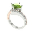 thumbnail image 2 of 2.3075 ct Princess Cut Natural Peridot Solitaire with Simulated Diamond Accents 14K White/Rose Gold Womens Engagement Ring, 2 of 5