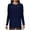 Dark Blue, variant on WREESH Womens Fashion Tunic Tops Loose Solid Color Handcuffed Long Sleeved Round Neck T-Shirt Pullover Beige