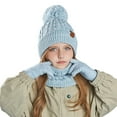 thumbnail image 4 of Boys Hat and Gloves Winter Unisex Kids Hat Scarf Gloves Set Printed Soft Lined Warm Neck Warmer Mittens Cold Weather Outdoor Activity Gear for Boys and Girls Light Blue 3 Years-10 Years, 4 of 7