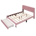 thumbnail image 4 of Gewnee Queen Size Velvet Platform Bed with Upholstered Headboard and Storage Drawer,Pink, 4 of 7